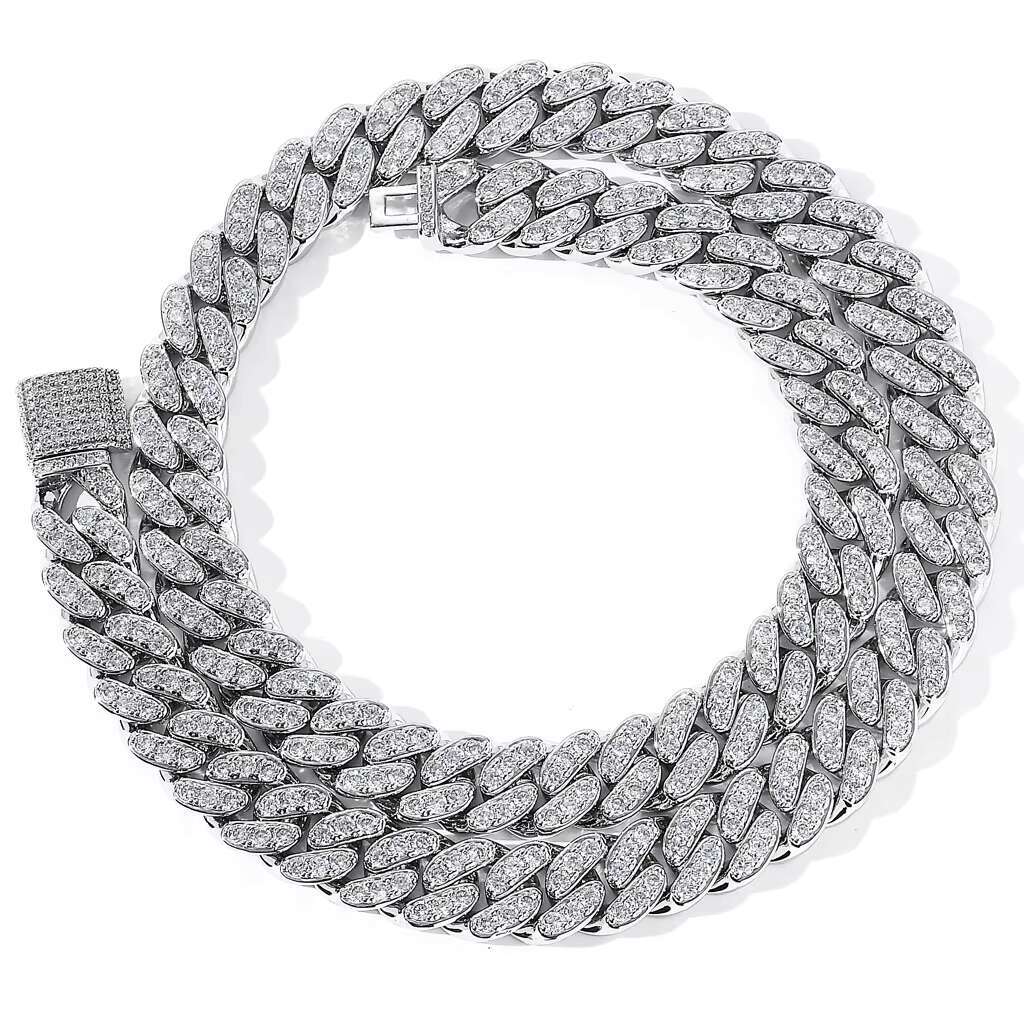 Custom 13mm Micro Paved Zircon Diamond Miami Hip Hop Iced Out Men Gold Plated Rapper Jewelry Cuban Chain Necklace