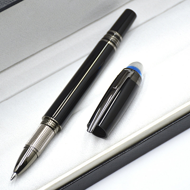 Special Edition Monte Black Resin Blue Crystal Star Rollerball Pen Ballpoint Pen Office School Writing Fountain Pens With Serial Number