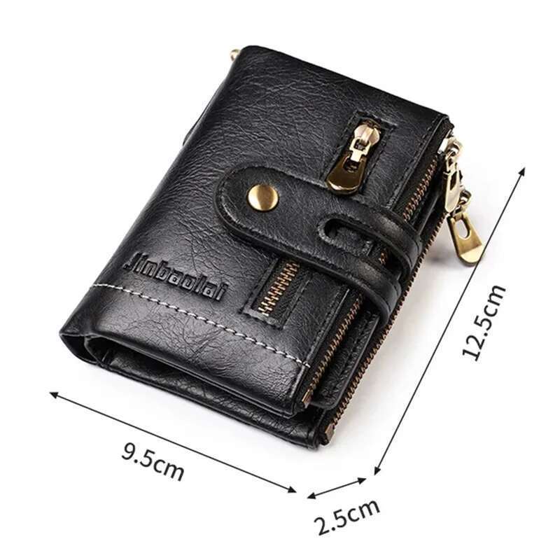 Designer Bag 2025 Theft Men's PU Leather Retro Style Short Bifold Zipper Wallets Credit Card Coins Storage With Anti Loss Chain Wallet Luxury Bag