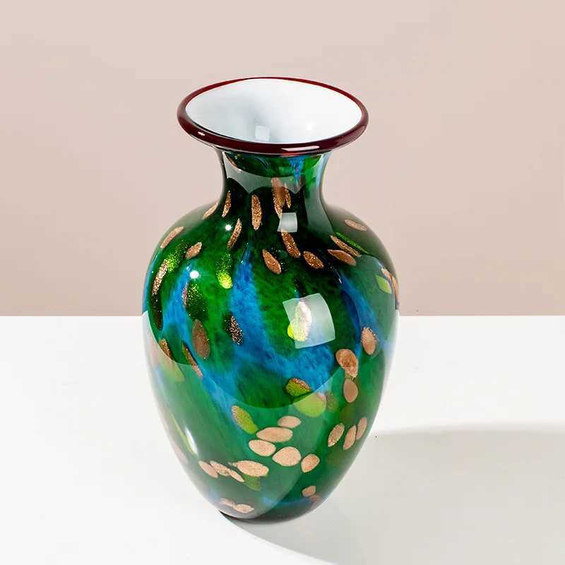 Green gilt glazed vase creative light luxury modern living room entrance corner few TV cabinets decorative C251124