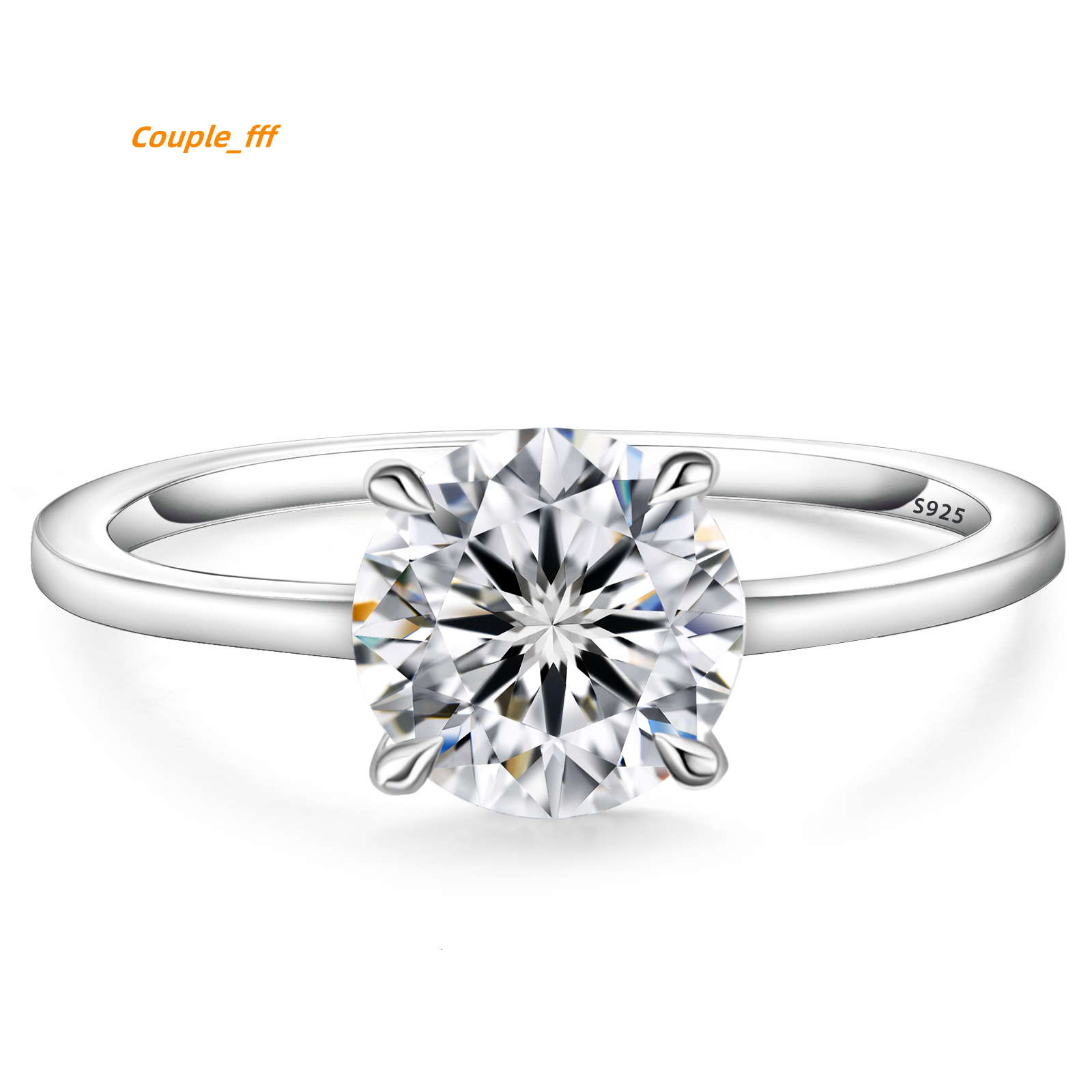 1ct Moissanite Diamond Round 925 Sterling Silver White Gold Plated VVS Gra Mossanite Solitaire Women Wedding Engagement Rings