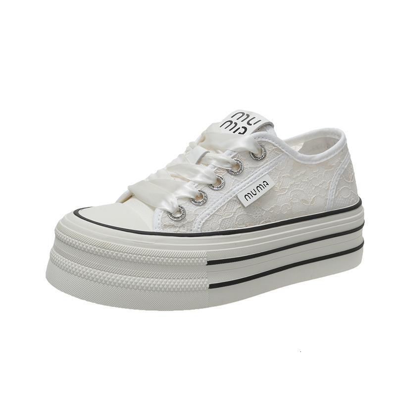 Mesh Breathable Hollow Out White For Women In The Summer Of New Lace Up Versatile Sponge Cake Thick Sole Casual Board Shoes Ddmysaturn Ddmysaturn