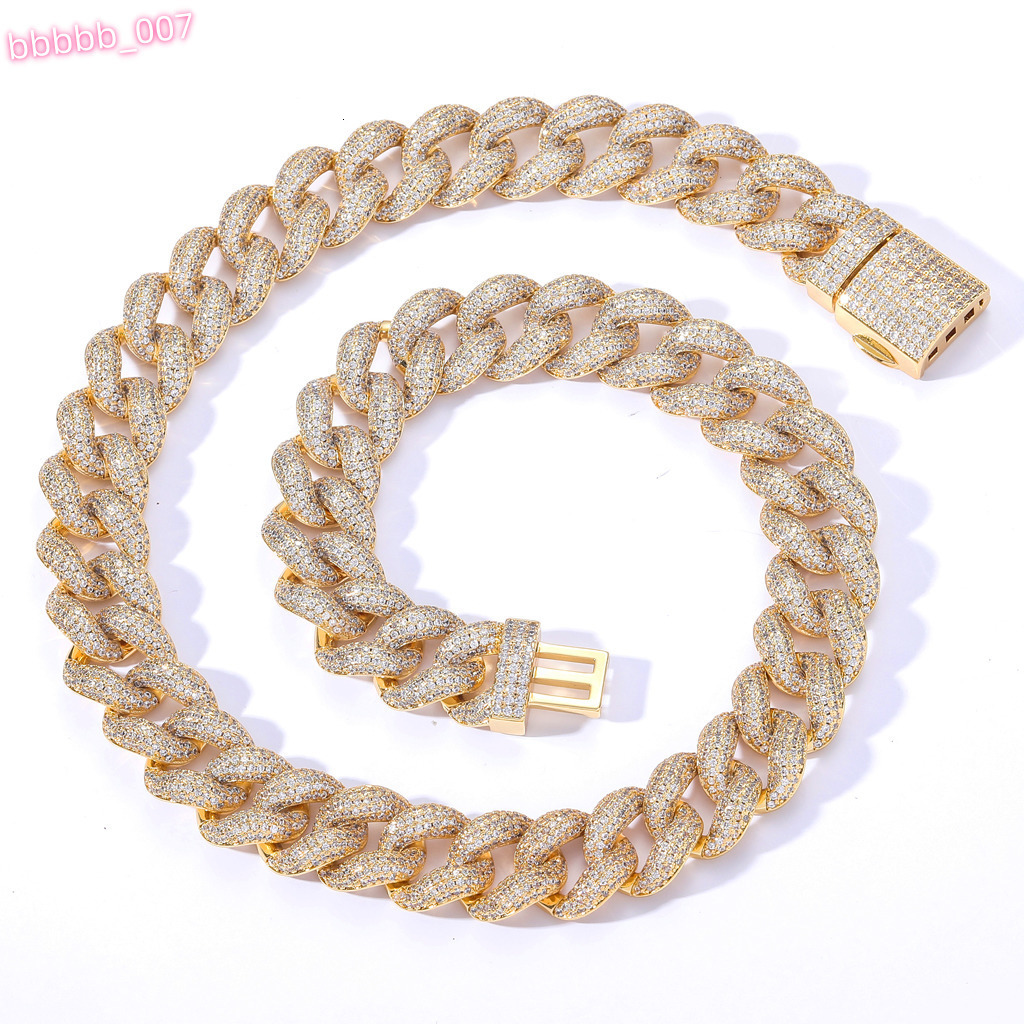 BES 15MM New Design Luxury Iced Out Hip Hop Jewelry Chunky Cubic Zirconia Stone Diamond Miami Cuban Link Chain Mens Jewelry