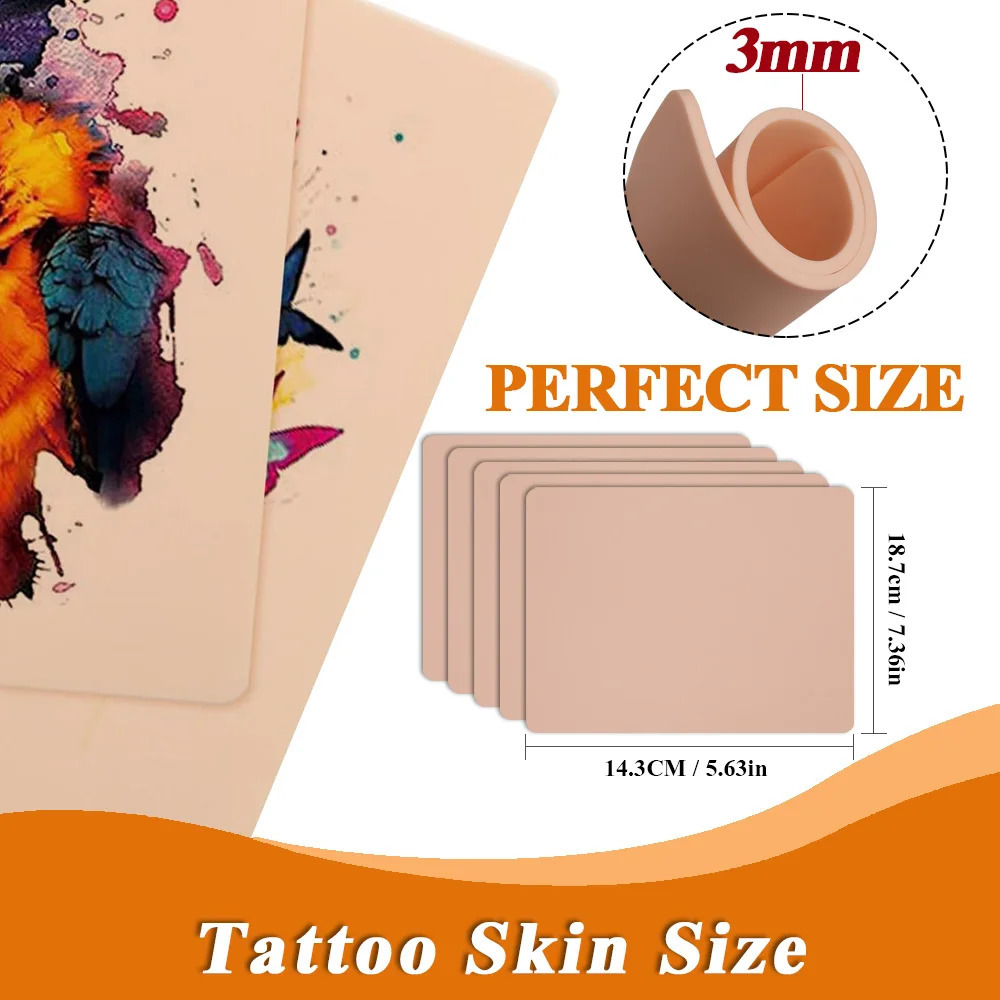 15/10/8/5/3/1pcs M Tattoo Practice Skin Double Sides Silicone Fake Skin Big Blank Tattoo Beginner Training Skins Accessories 250422