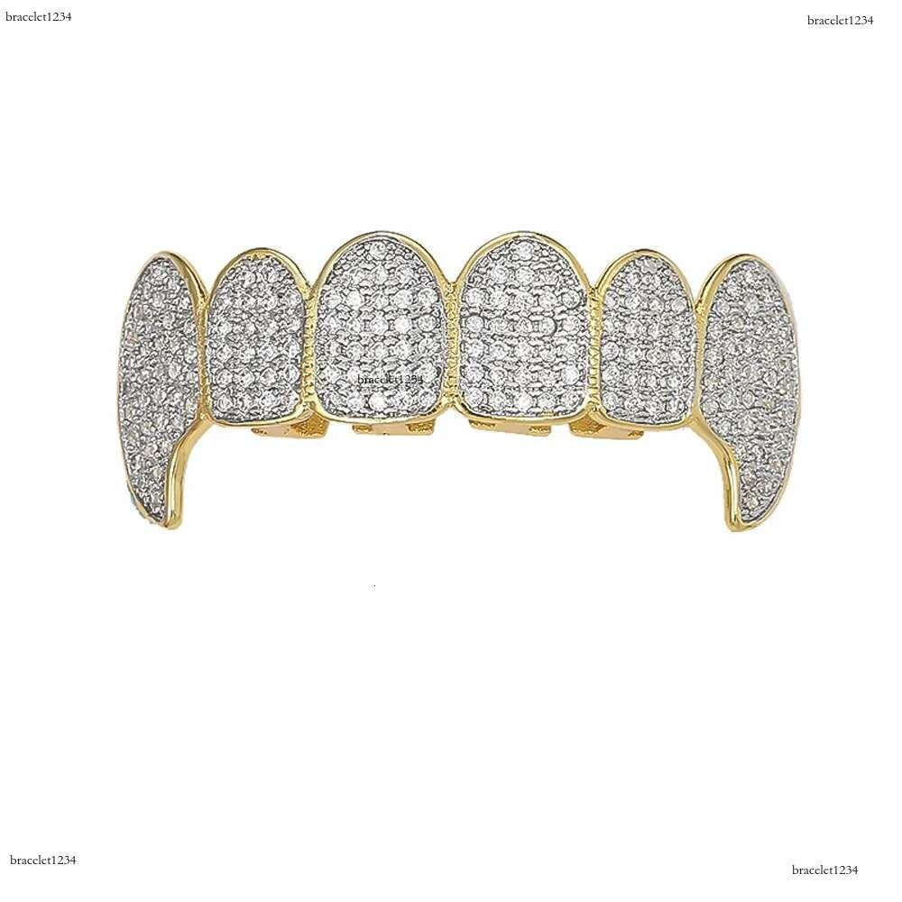 Luxury designer Gold shiny ice Teeth Ice out VVS Moissanite grill Ricky up and down grill set Hip Hop jewelry free shipping