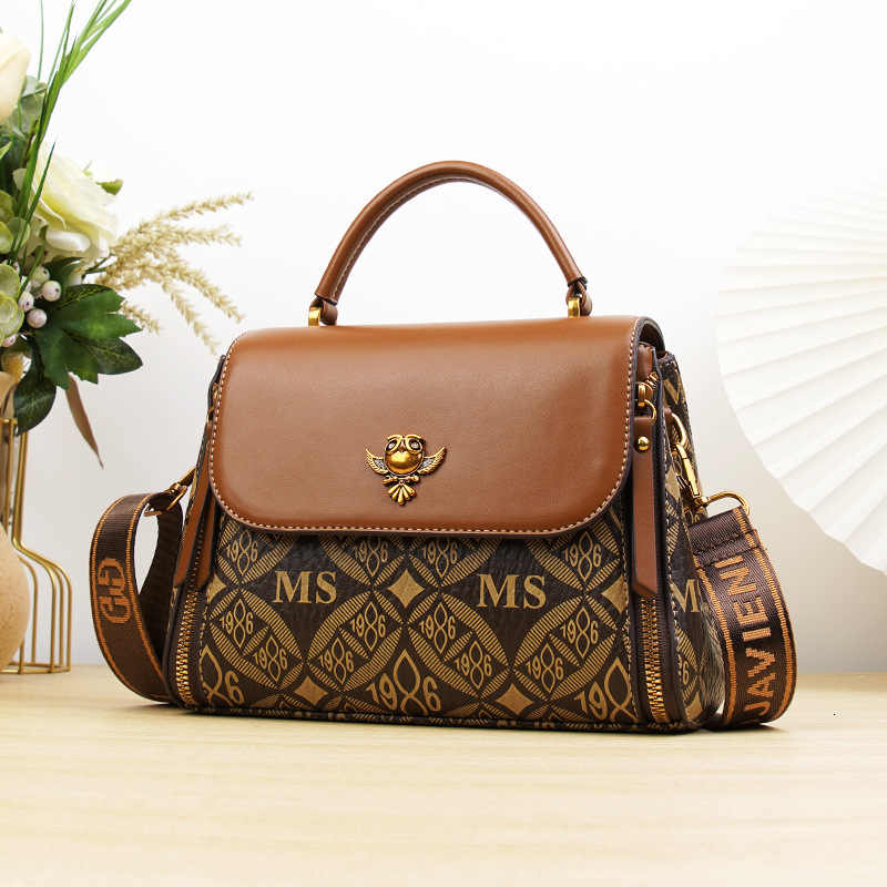 New Crossbody Fashion Printed Women S Handheld Small Square Large Capacity Single Shoulder Crossover Tote Bag