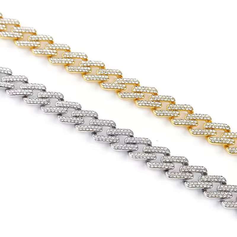 Hip Hop Diamonds Cuban Chain 18K Gold Plated Moissanite Iced Silver Women Men Stylish Rap Style Miami Cuban Link Chain Necklace