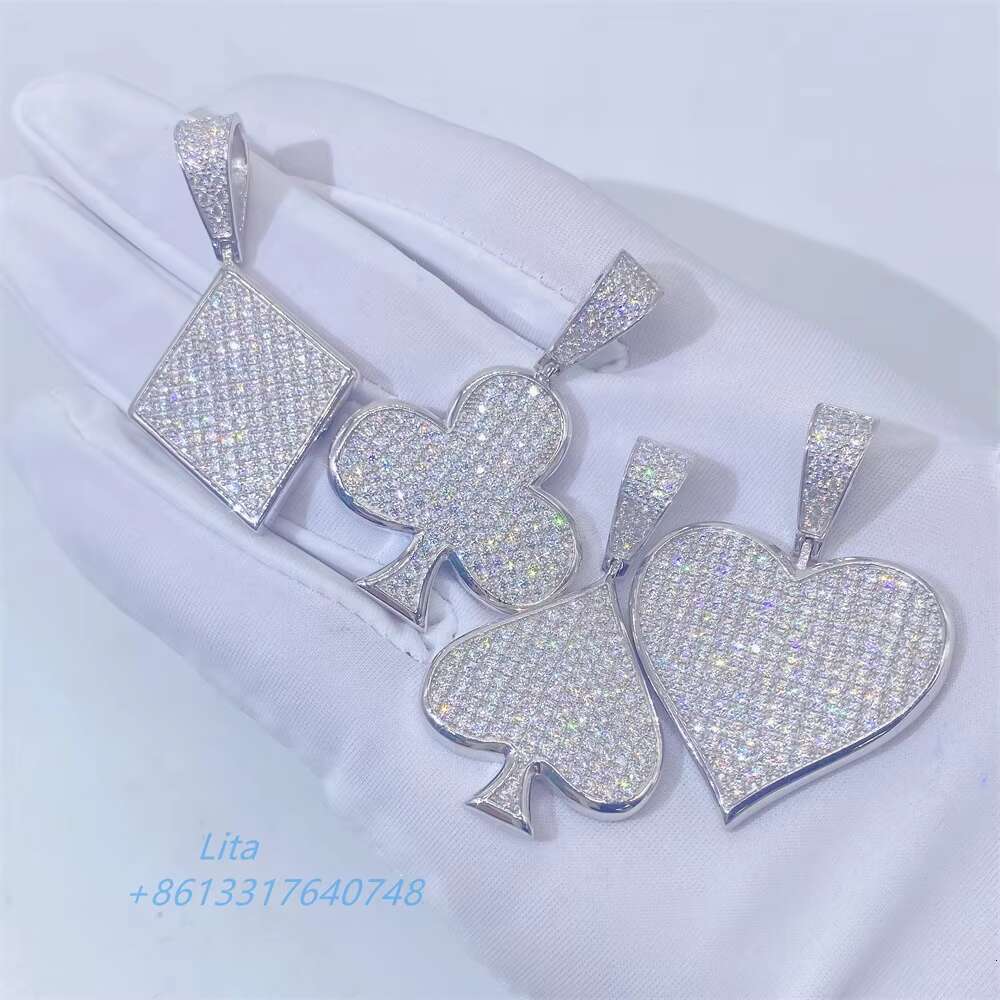 Drop Shipping Fashion Jewelry Necklace 18k Gold Plated Unique Heart Hiphop Sterling Silver Pendant Jewelry