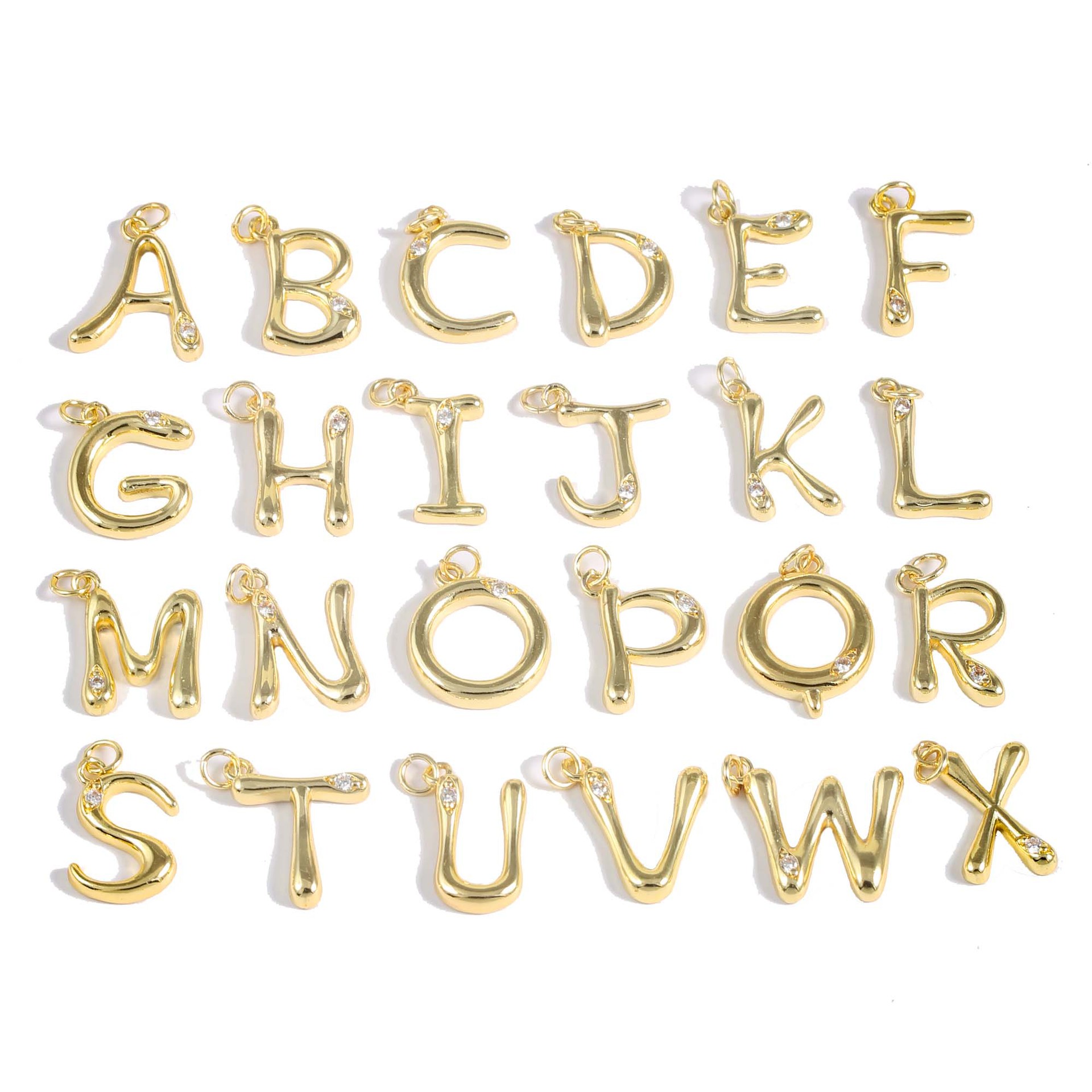 Designer Jewellery High Quality 18K Gold Plated Initial Letter Charm Necklace with Zircon Accents for All Occasions Personalized Gift Textured Elegant