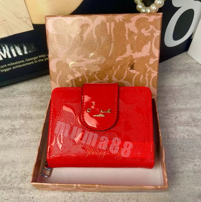 New Wallet of Women Men Red Black Brown Cherry White Zipper Card Holder Wallet coin purse Coin Bag chain wallet