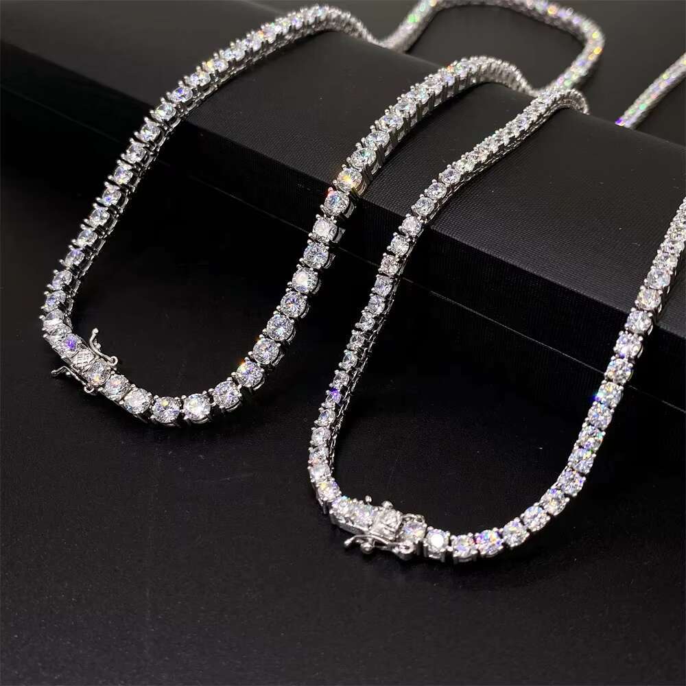 Pass Tester Diamond Hip Hop Bling Jewelry 925 Sterling Silver VV 3.0mm Moissanite Tennis Chain Bracelet