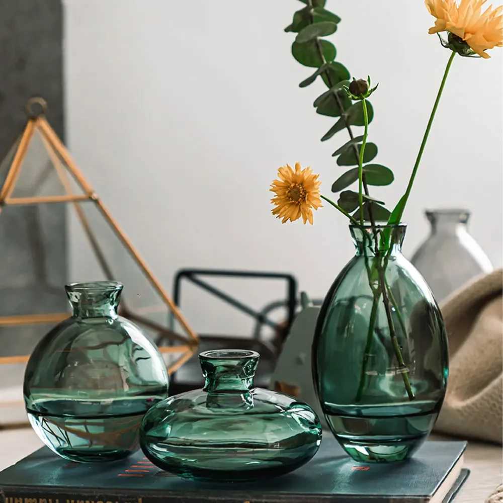 3PCS Creative Mini Vase Set Transparent Glass Home Decoration Design Crafts Desktop Flowers Dried Arrangement Living Room C251124