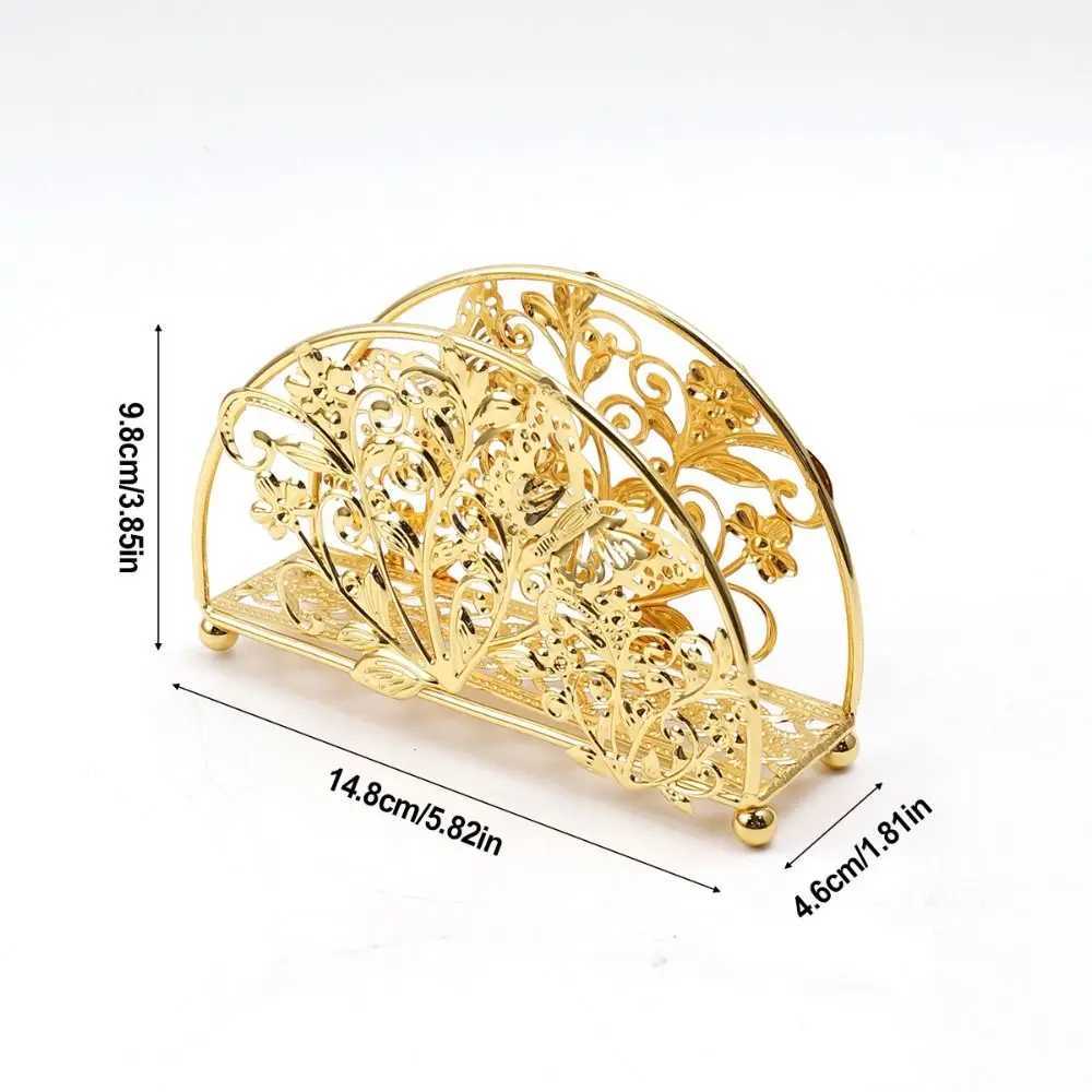 FlowersLeaves Metal Napkin Holders Hollowed-out Design Gold Luxury Vertical Napkin Dispenser Multi-purpose FreestandingM251124