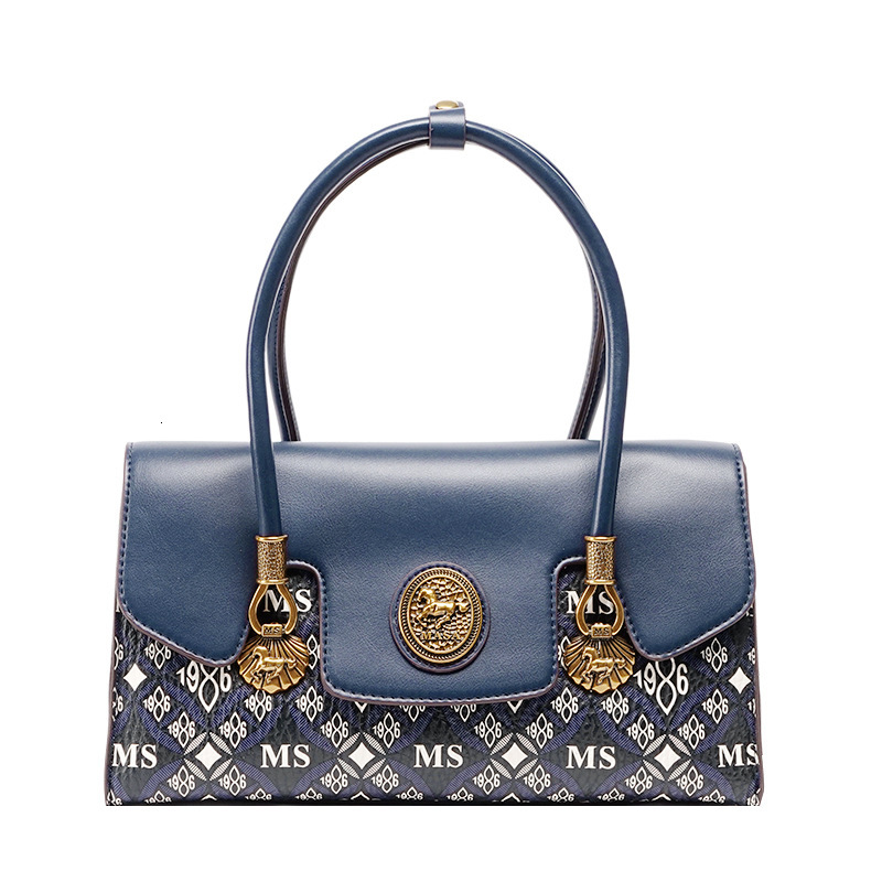MASA Fashion Light Luxury Printed Blue Handbag Women S High End Sense Commuting Versatile Tote Crossbody Bag Tote Bag