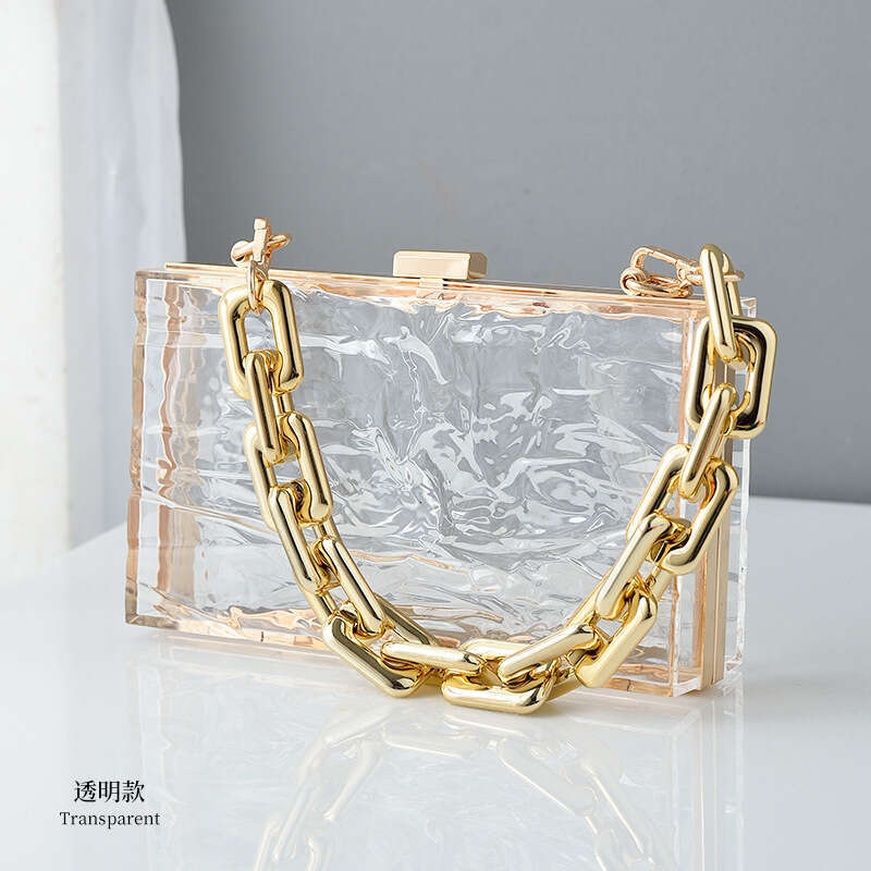 Dinner Bag New Ice Cracked Acrylic Transparent Popular Dinner Fashion Versatile Handheld Bag Female KQ