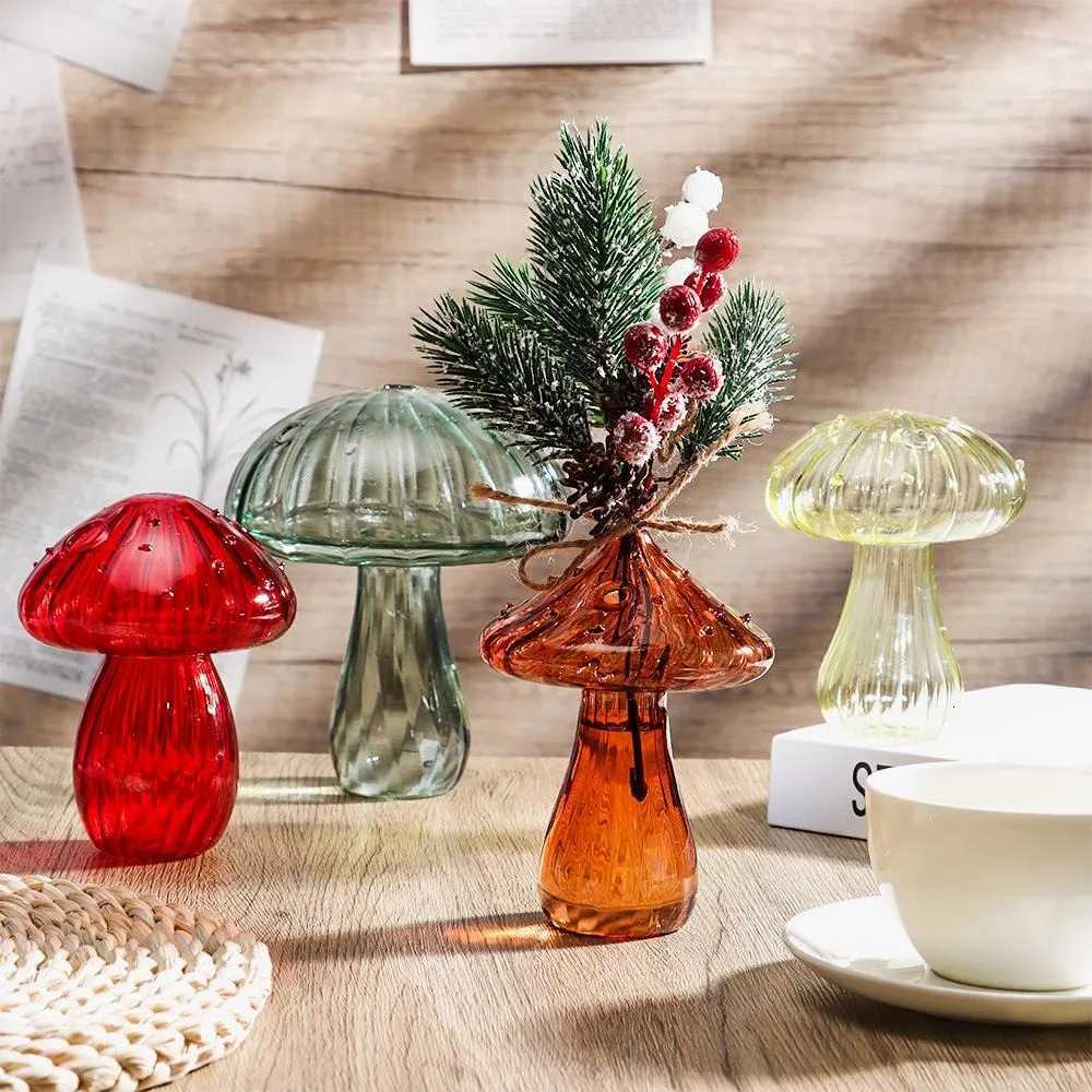 Simple Hydroponic Flower Bottle Transparent Glass Vase Mushroom Home Decoration Flower C251124