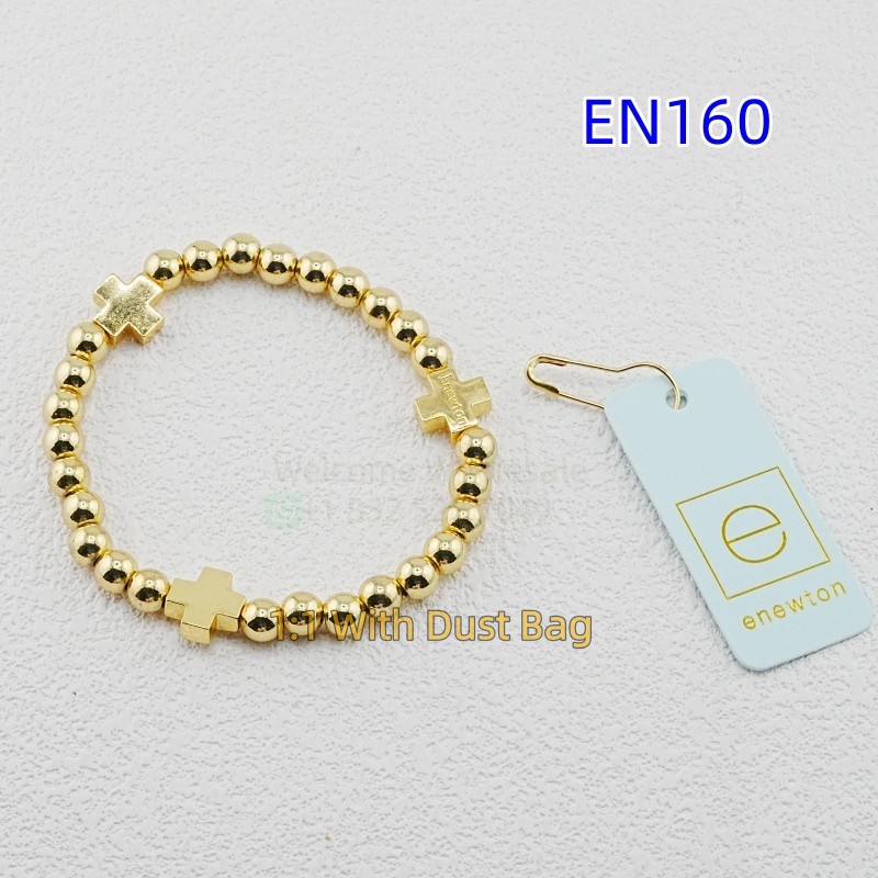 1:1 E-Newton Brand Gold Beaded Cross Bracelet Jewelry Bijoux de Luxe Birthday Christmas Gift EN160