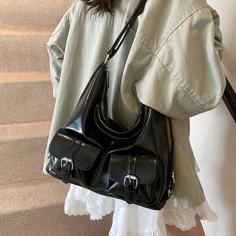 Fashion Pu Women's Backpacks Large Capacity Multiple Pockets Shoulder Underarm Bag Y2k New Maillard Style Ladies Travel Handbags