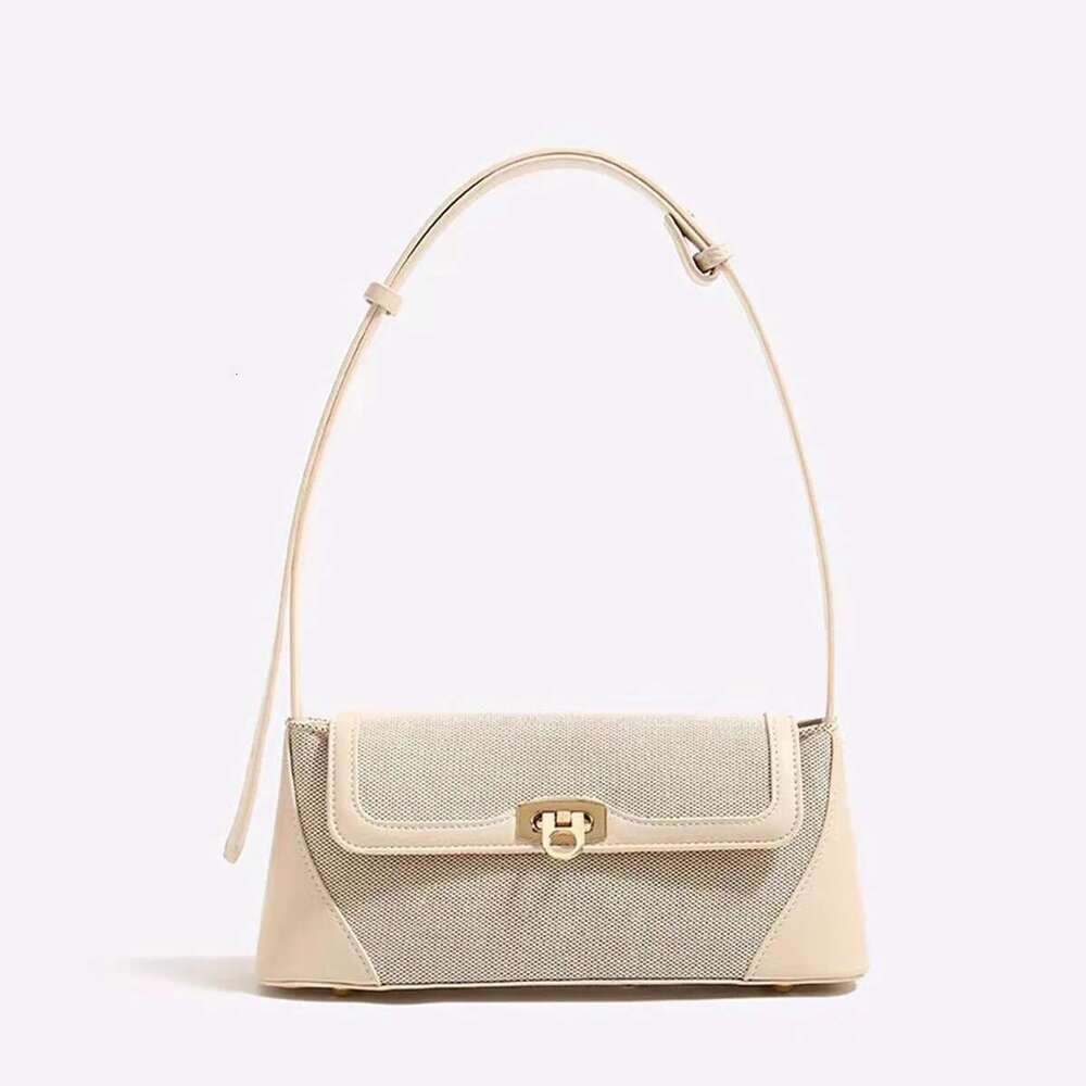 French Niche 2024 New Contrasting Color Casual Commuting Versatile Underarm Retro One Shoulder Crossbody Bag
