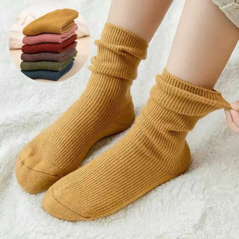 Kids Wool Cashmere Socks Children Boys Girls Soft Thermal Stockings for Baby Fashion Solid Color Kids High Long Winter Stuff G251124