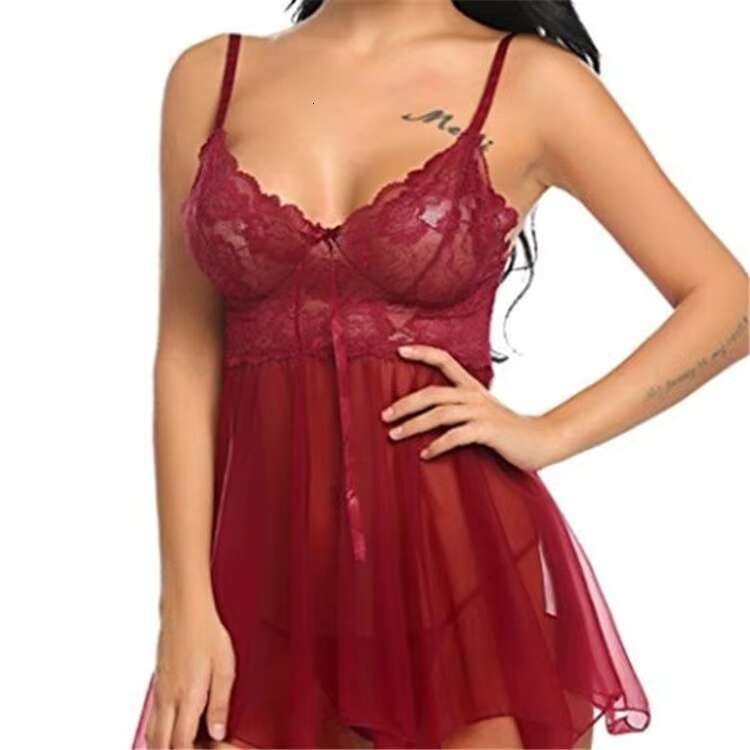 Sexy Lingerie Women Crotchless Sleepwear Pamas Lace Night Dress Exotic Female Underwear Nightgown G-String Erotic Costumes