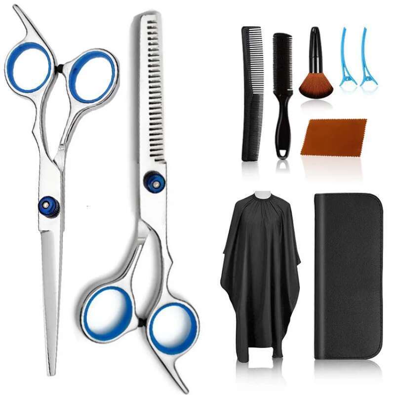 6 Inch Professional Barber Shop Stylist Straight Snips Thinning Suitable Home Use/Novice Hair Scissors Knife Set