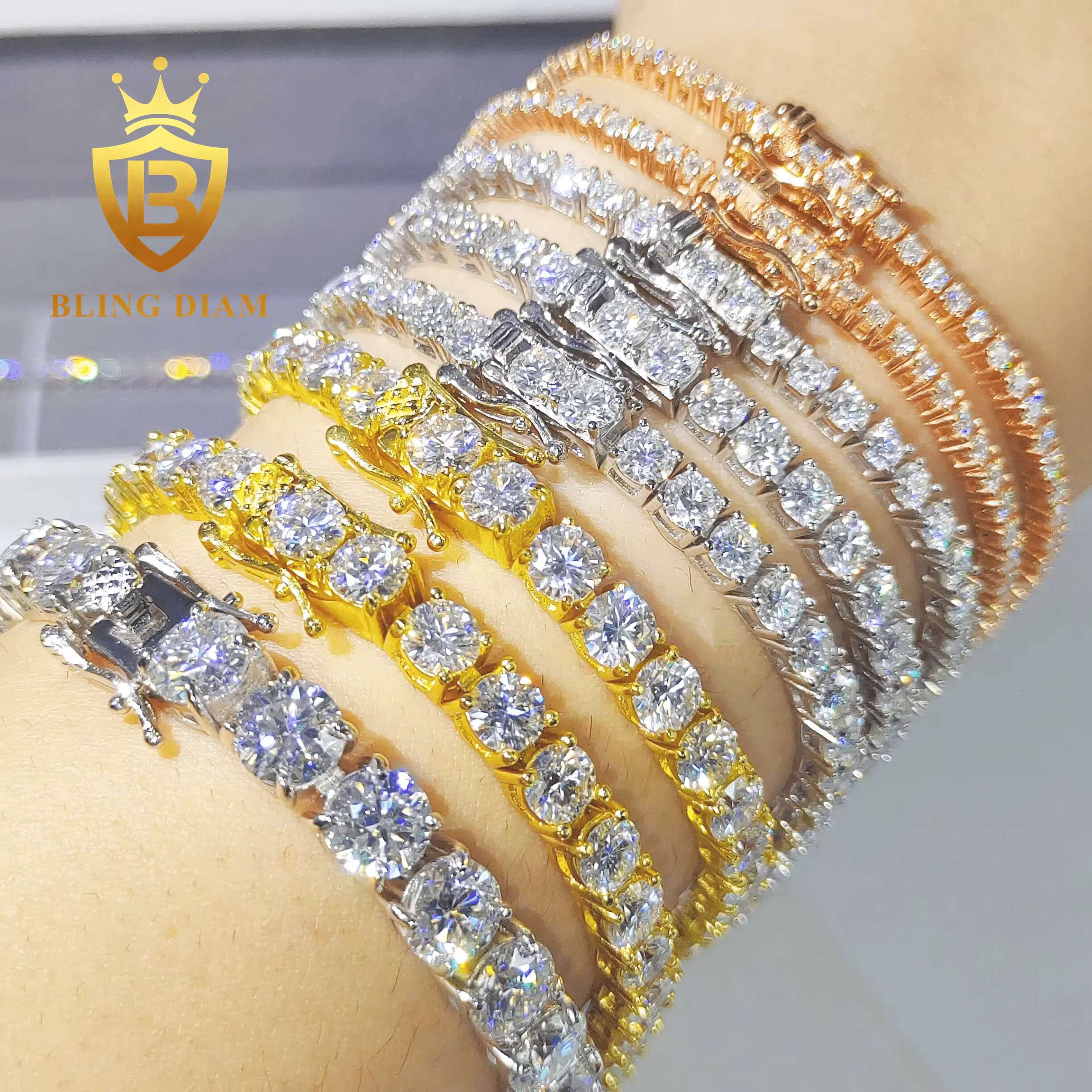 Pass Diamond Tester Tennis Chain Necklace Sterling Silver 925 Bracelet 2mm 3mm 4mm Tennis Chain Moissanite for Women and Men