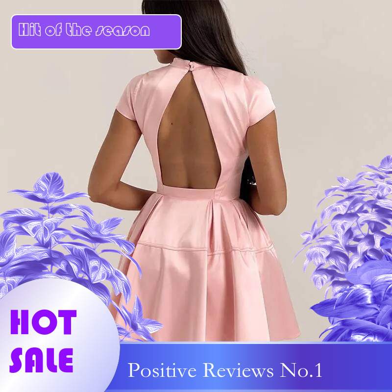 Dongdumaoyi Townlike Elegant Waist Wrap A Line Dress Women Turtleneck Mini Spring Summer Backless Nightclub Sexy Party Dresses