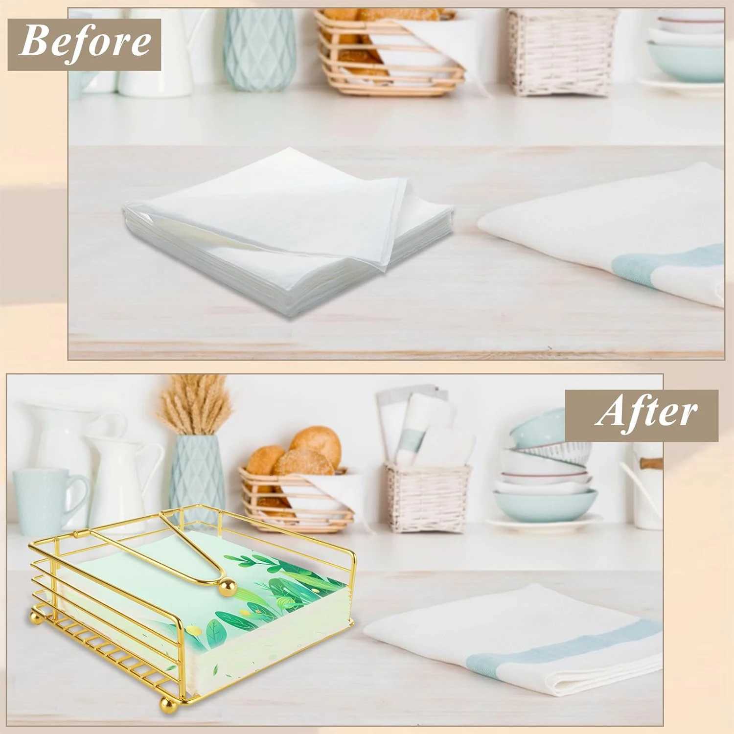 Vintage Square Tissue Box Holder Paper Storage Rack Paper Box Tray Countertop Table Tissue Paper Dispenser Napkin OrganizerM251124