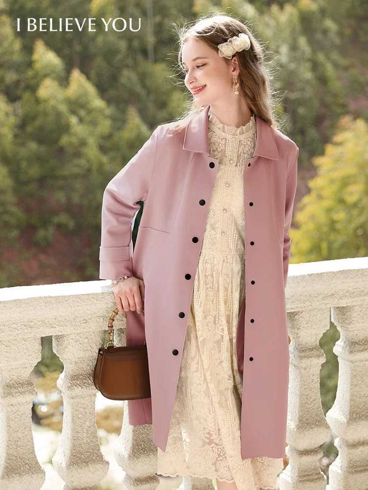 I BELIEVE YOU British Trench Coat Women Mid-length 2023 Autumn New High-grade Gentle Retro Turn-down Collar Jackets 2234185356 J251124