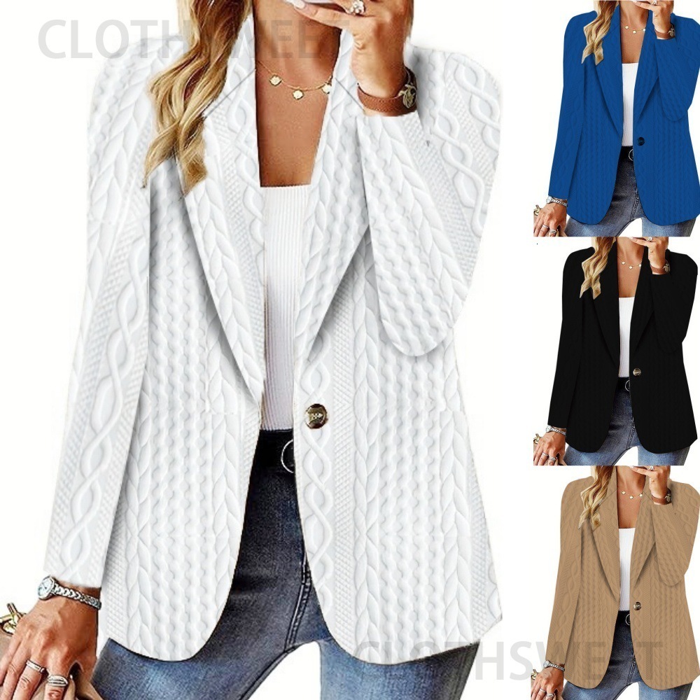 2024 autumn and winter fashion versatile solid color one button suit jacket for women