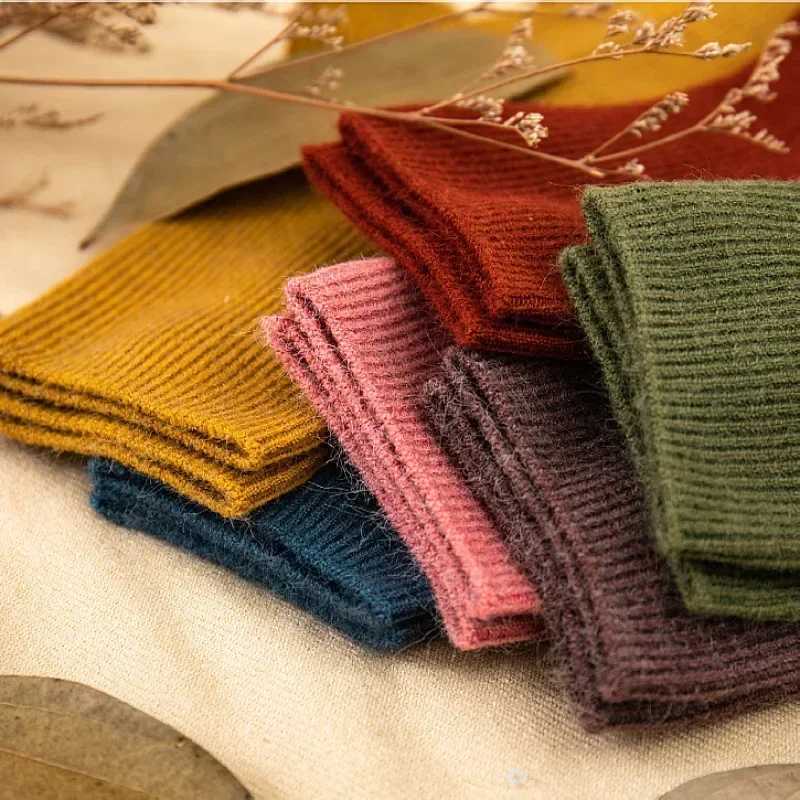 Kids Wool Cashmere Socks Children Boys Girls Soft Thermal Stockings for Baby Fashion Solid Color Kids High Long Winter Stuff G251124