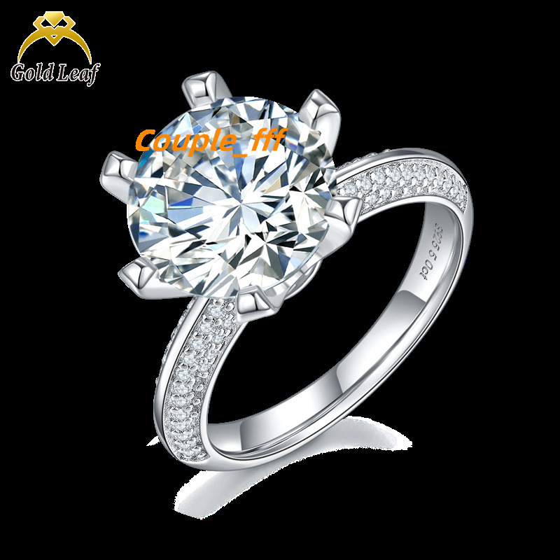 Goldleaf Jewelry Customize 18K White Gold Plated 925 Sterling Silver Wedding Engagement 5CT Moissanite Ring