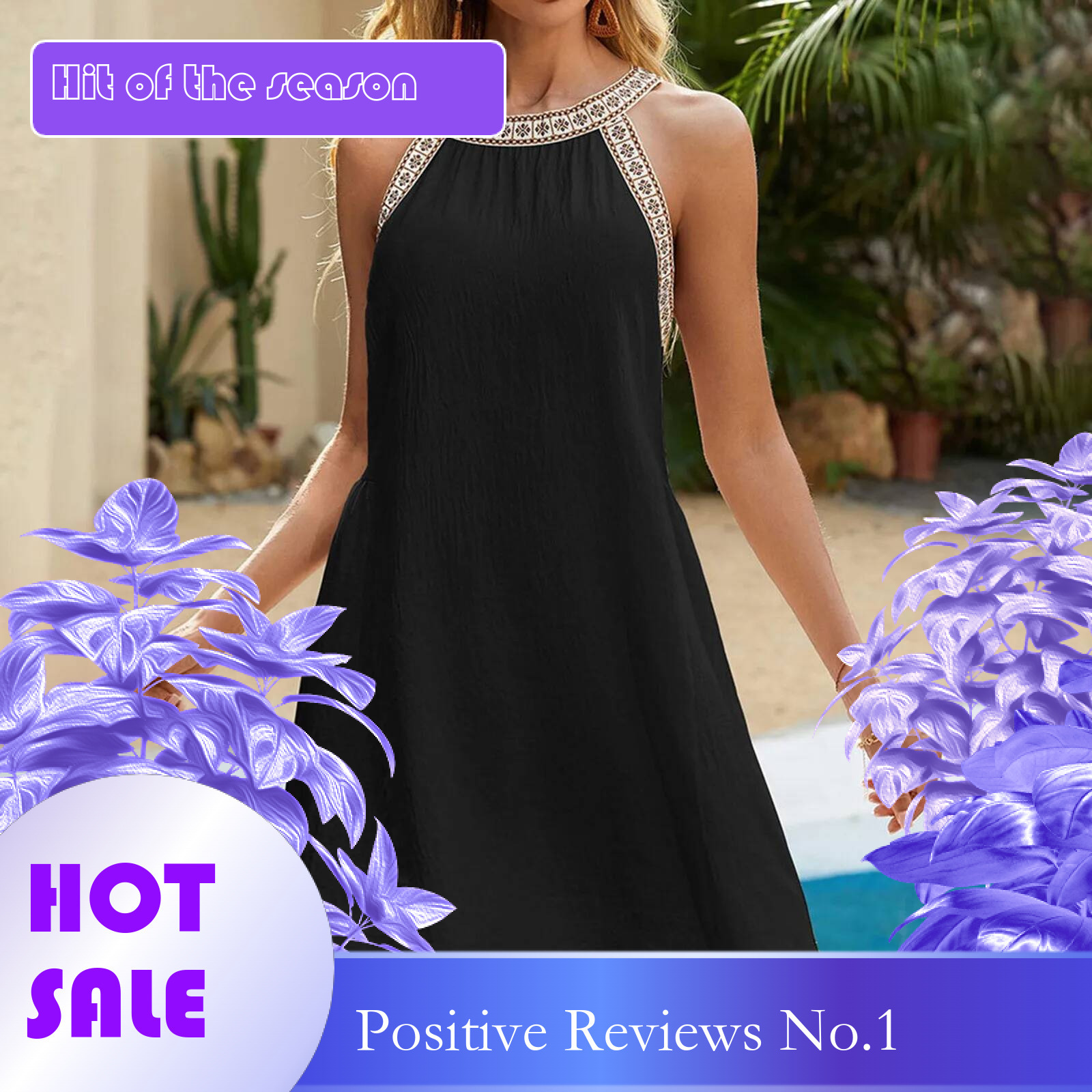 Dongdumaoyi Sleeveless Sundresses Casual Summer Spring Crewneck Tank Loose Beach Dresses Womens