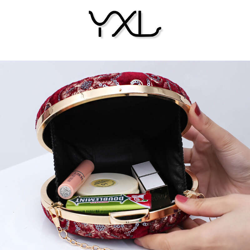 Dinner Bag Pearl Embroidered Evening Velvet Cheongsam Women S Handbag Small Round Dress Crossbody Bag Wedding Bag KQ