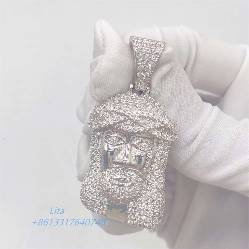 Trendy Design 18k Gold Plated 925 Silver Bling Moissanite Custom Big Jesus Pendant