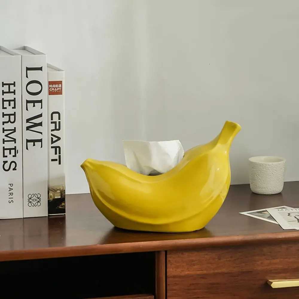 Creative Ceramics Banana Tissue Box Exquisite Modern Stylish Napkin Storage Box Household Facial Paper Organizer BedroomM251124