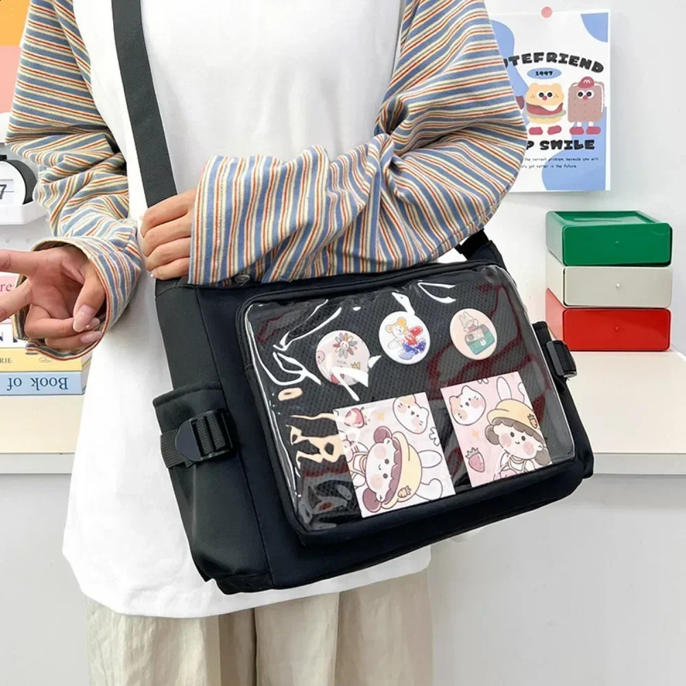 Preppy Style Candy Colour Cute Shoulder Bag Anime Expo Transparent Badge Display Messenger Bag Women Doll Itabag Crossbody Bag 250417