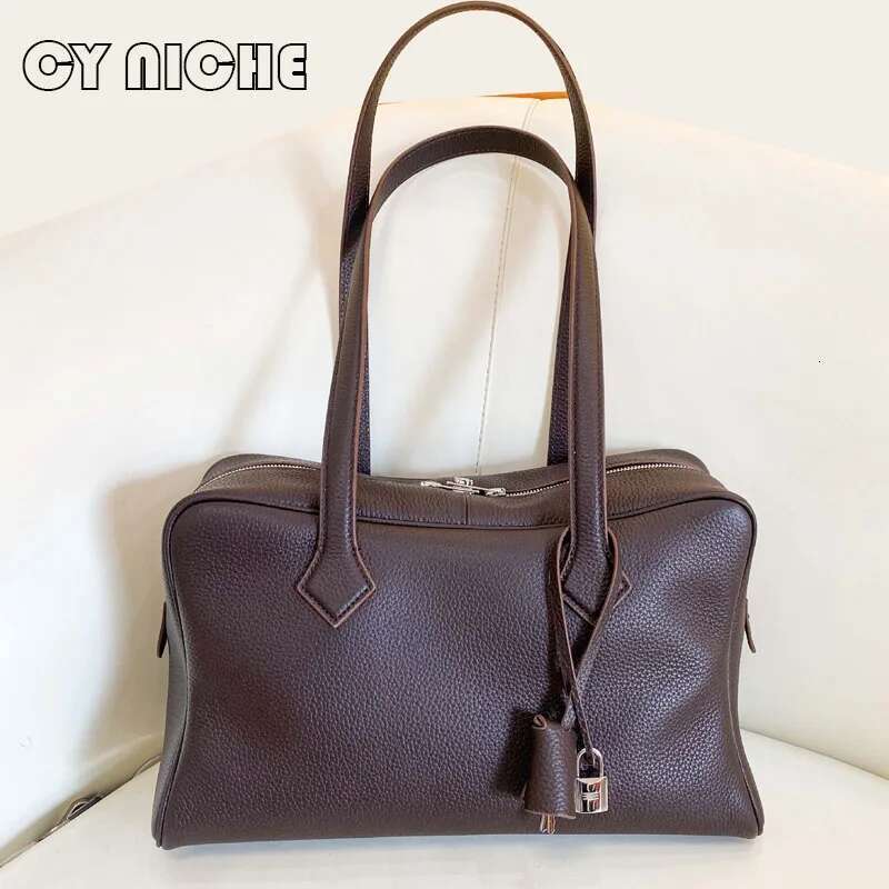 35cm Women's Handbag Boston Commuter Work Office Ladies Shoulder Classic Soft Lightweight Genuine Leather Bag