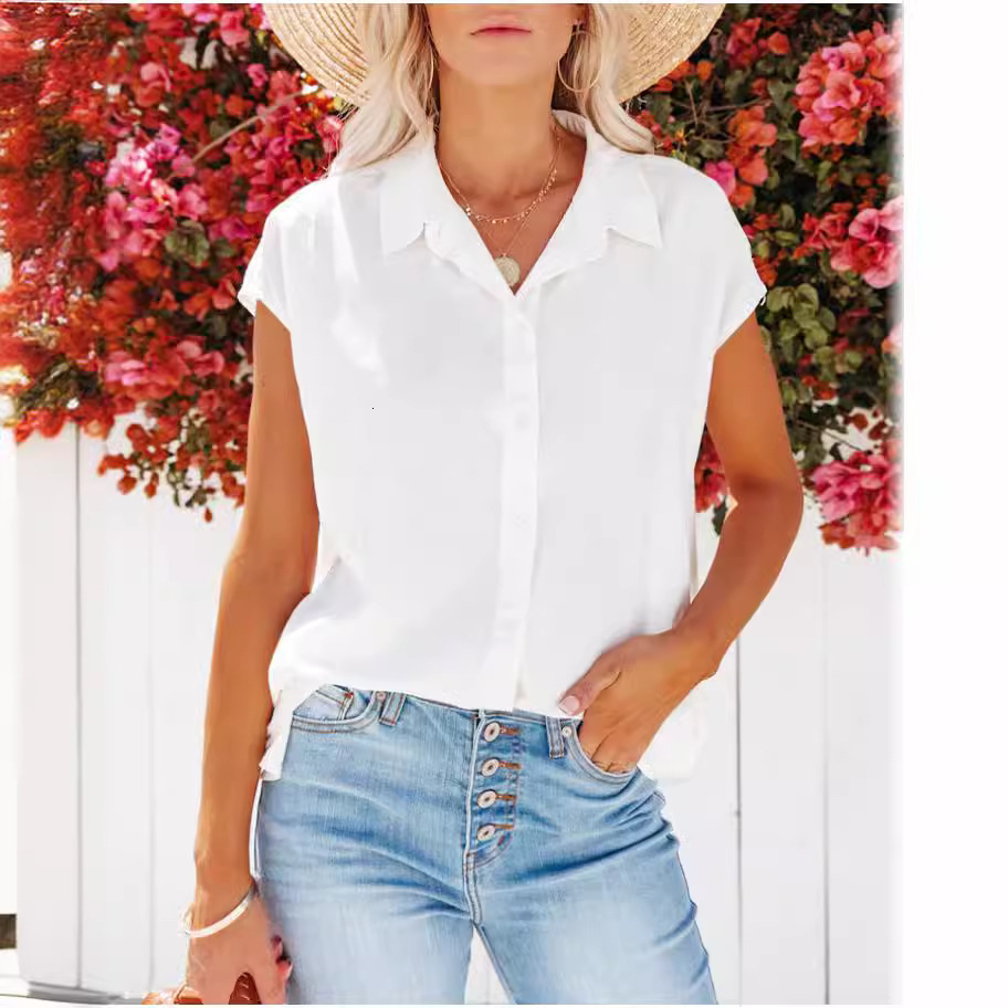 Womens shirt womens wear 2022 new top sleeveless V-neck solid womens shirt