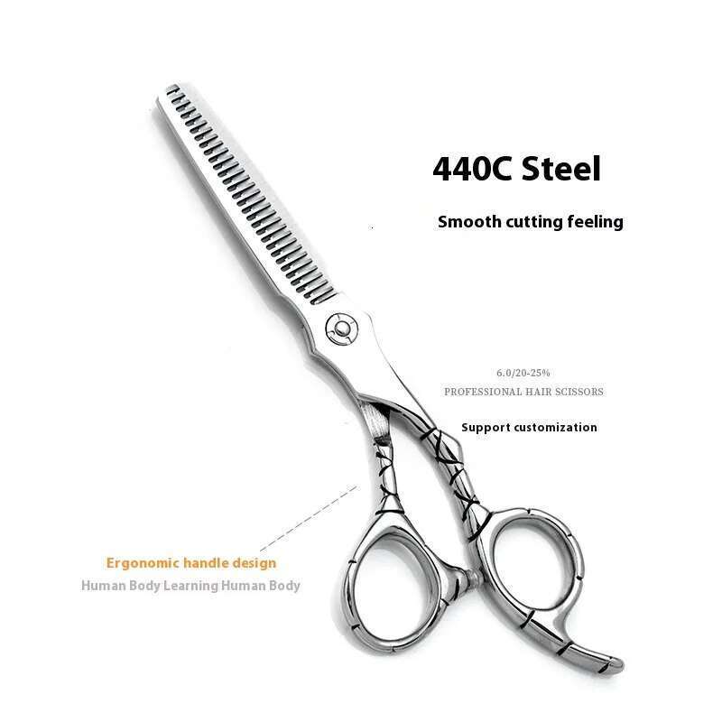 6.0 440CSteel High Grade Hairdressing Scissors Salon Professional Hair Stylist Barber Scissors,Salon & Home Use, Ergonomic Desig