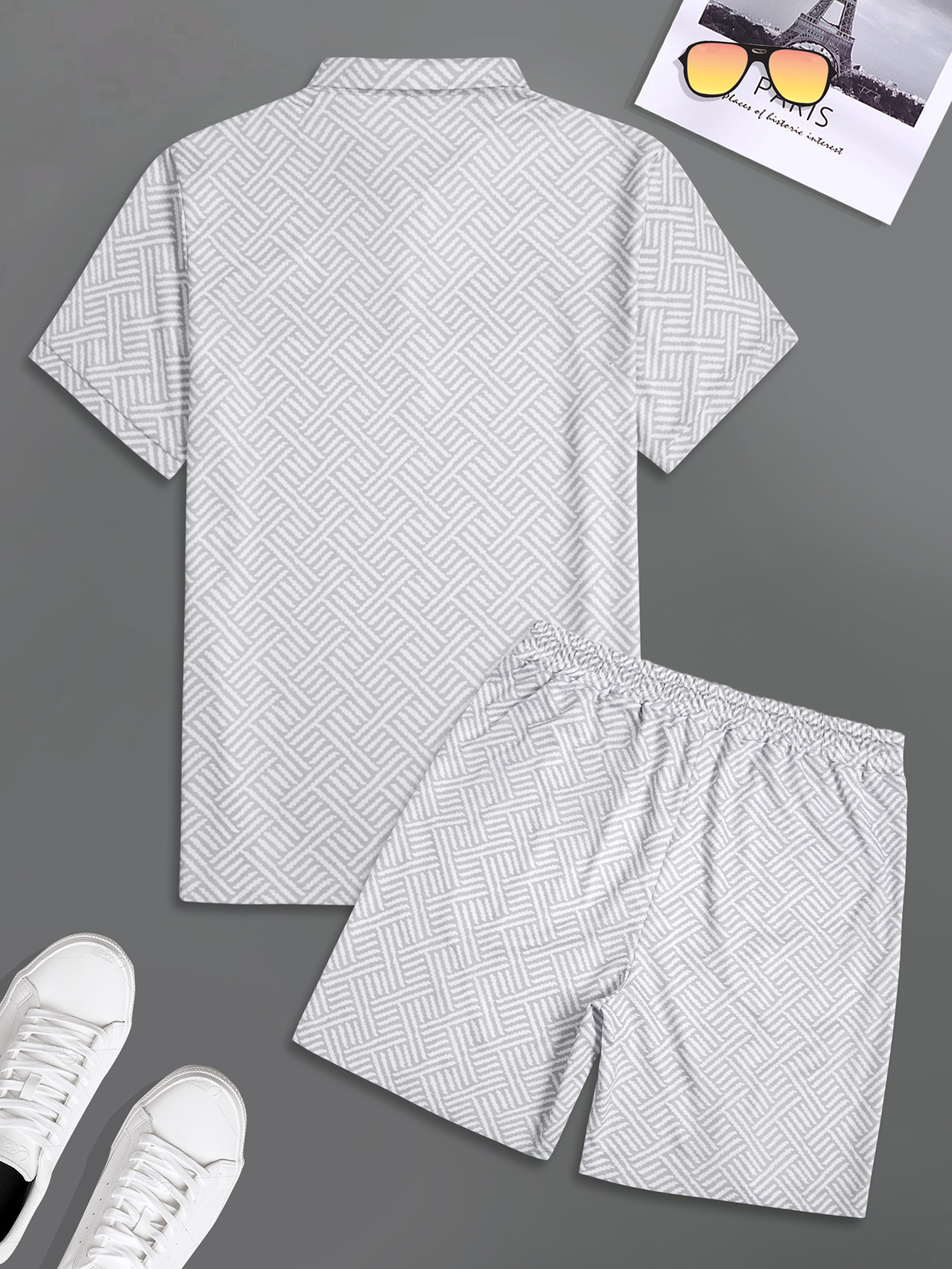 Men's Business Basic Casual Simple Comfortable Texture Fabric Breathable Collar Short Sleeve Polo Set