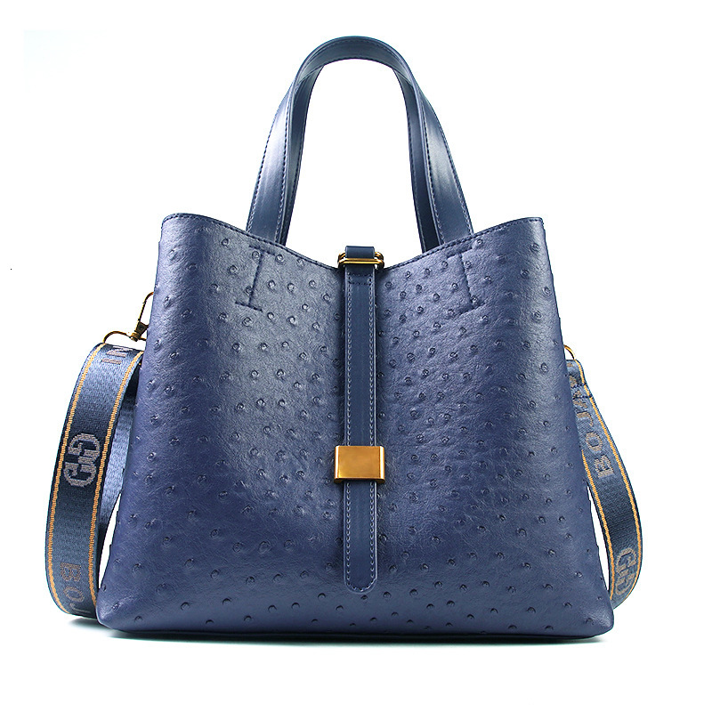 New Texture Ostrich Pattern Handbag Women S Large Capacity Single Shoulder Bucket Tote Bag