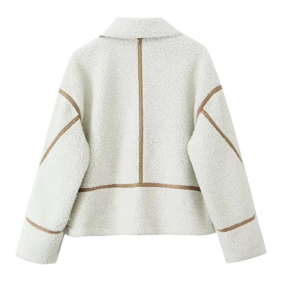 Womens Long Sleeve Collar Warm Jacket with Zipper Pocket Decoration for Autumn and Winter New Womens Clothing J251124