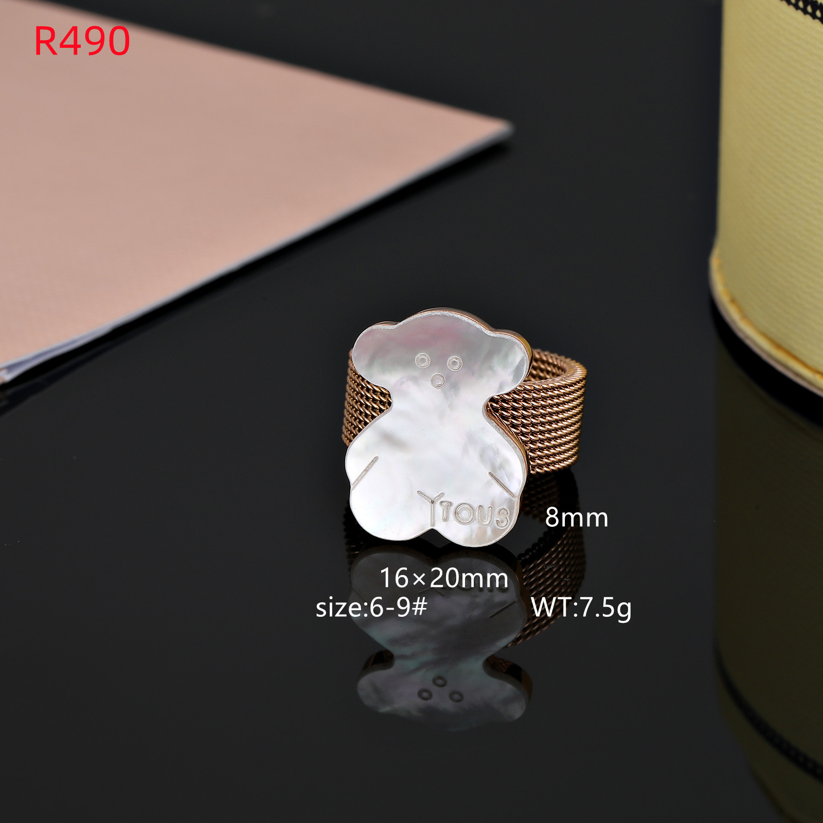 Fashion Women Men Letter Bear Rings Stainless Steel Cartoon Animal Silver Gold Rose Wire Shell Pearl Circle Jewelry