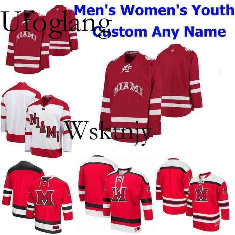 UF588 Miami University RedHawks College Hockey Jerseys Womens Bray Crowder Jersey River Rymsha Jonathan Gruden Brian Hawkinson Custom Stitched