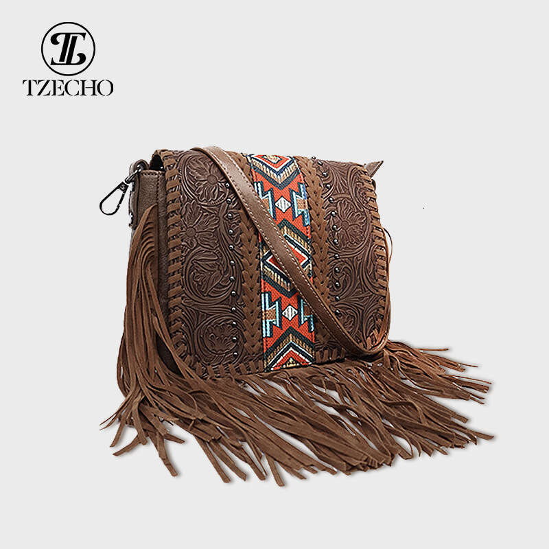 Bohemian ethnic chic Su crossbody shoulder PU leather phone women's bag