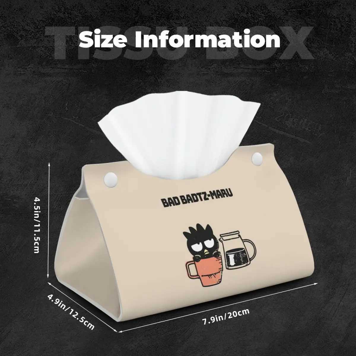 Custom BADBADTZ-MARU Tissue Box Holder Rectangular Cartoon PU Leather Facial Tissue Box Cover for Car BathroomM251124