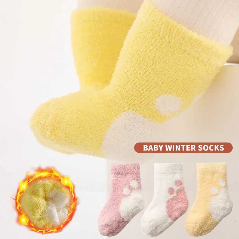 3 Pairs Winter Autumn Toddler Baby Mid-calf Socks Warm Thicken Unisex Casual Soft Indoor Home Cozy Elastic Underwear for Baby G251124