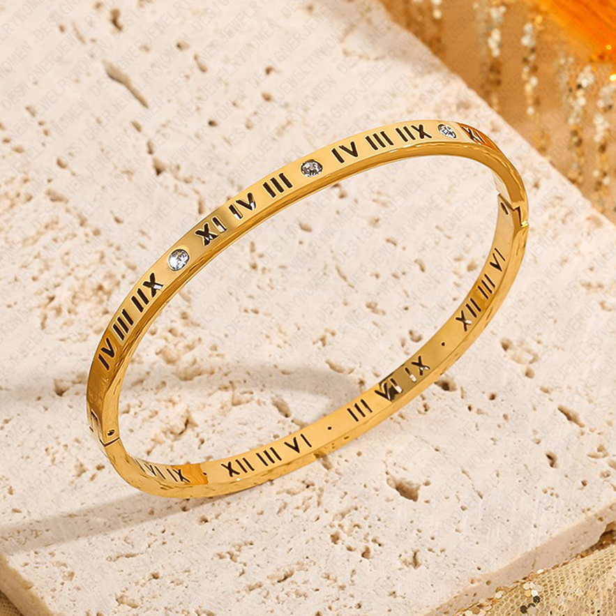 Designer Bracelet Bracelet for Women Stainless Steel 18K Gold Plated Bangle Diamond Letter Bangles Luxury Jewlery Designer for Women Elegant Sparkling